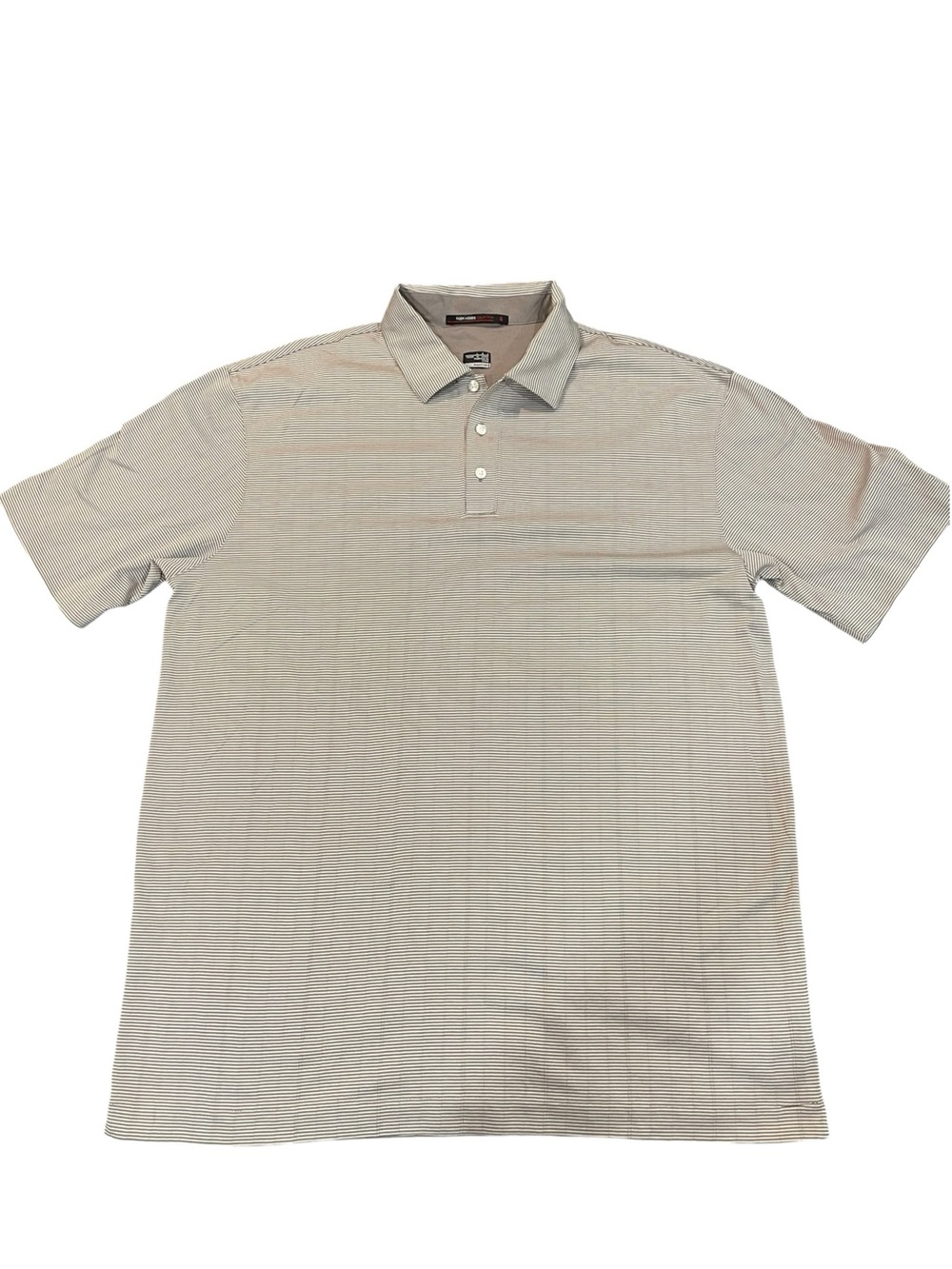 Nike Tiger Woods Collection Micro Stripe Golf Polo Shirt Beige Tan White Size L